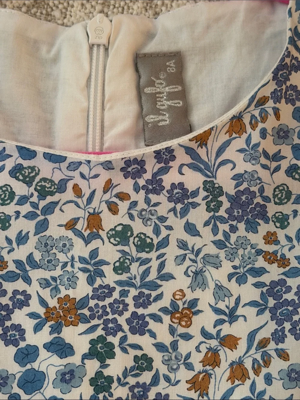 Il Gufo Girls Floral Sleeveless Dress Size 8Y Blue Green NWT